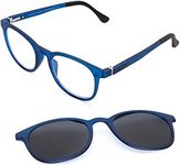 VITENZI Progressive Reading Glasses for Women and Men Multifocal Computer Readers with Blue Light Blocking MultiFocus Lenses - Includes Magnetic Sunglasses Clip On Naples in Blue