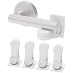 Child Proof Door Lever Lock (4-Pack) - Door Handle Lock - 3M Adhesive - Minimalist Design - No Drilling Child Safety Door Handle Locks by Inaya