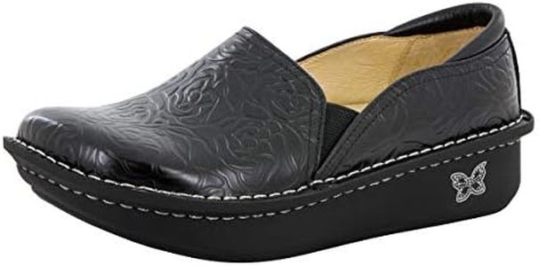 Alegria Debra Womens Professional Shoe Black Embossed Rose 8 M US
