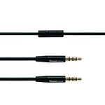 PowerLocus Extension Cord Audio Cable, Aux Cable 3.5mm Male to 3.5mm Male with Microphone for Headphones, Speakers, TV (Black)