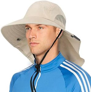 SUN CUBE Wide Brim Sun Hat with Neck Flap, Fishing Hiking for Men Women Safari, Neck Cover for Outdoor Sun Protection UPF50+ | Beige Cream
