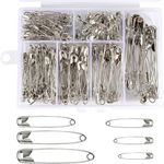 250 Pieces 6 Sizes Safety Pins Durable Rust-Resistant Safety Pins Small and Large Pins for Art Craft Sewing Jewelry Making Home Office Use (Silver)