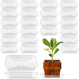 UltraOutlet 20-Pack Square Plant Saucer 8 Inch Plastic Plant Trays Pot Saucers for Plants Clear Pot Drainage Tray Plant Plate to Catch Water, Bulk