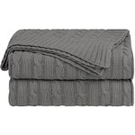 sourcing map 100% Cotton Knitted Throw Blanket for Sofa and Couch Soft Lightweight Cable Knit Blanket Home Decors Blanket, Nickel 47" x 70"