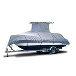 EliteShield Heavy Duty T-Top Boat Cover, Fits 22ft to 24ft Long, Beam Width 108" Center Console Style Boat with T-Top Hard-Top, Waterproof and Fade Resistant T Top Boat Storage Cover Gray