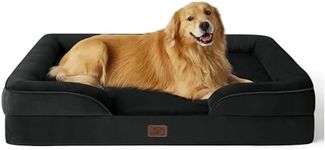 Bedsure Dog Sofa Bed Extra Large - Washable Orthopedic Dog Beds and Couch with Removable Flannel Zipper Cover, XL Plus Waterproof Human Dog Bed for Adults, Black Squre Pet Bed, 122x89x20cm