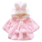 Newborn Infant Baby Girl Faux Fur Warm Winter Hooded Cape Cloak Hoodie Coat Jacket Thick Warm Clothes Cardigan Outwear 0~24 M (0-6 Months, Pink)