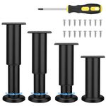 Zocipro 4Pcs Furniture Legs, Heavy Duty Black Adjustable Cabinet Legs 12-18cm with 16 Screws, Metal DIY Furniture Replacement Support Feet Legs for Sofa Table Chair Desk Kitchen Cupboard