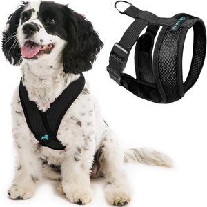 Gooby - Comfort X Head-in Harness, Choke Free Small Dog Harness with Micro Suede Trimming and Patented X Frame, Black, Large