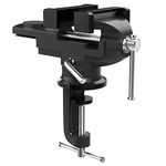 Nuovoware Table Vise 70mm, 360° Swivel Base Universal Home Vise Portable Bench Clamp, Clamp-on Vise Bench Clamps Fixed Tool for Woodworking, Metalworking, Cutting Conduit, Drilling, Sawing, Black