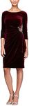 Alex Evenings Women's Short Velvet Cocktail Dress with Beading Detail (Reg Petite), Burgundy, 8