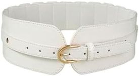 Verdusa Women's Leather Wide Belts Buckle Waist Belt Waistbands White Suit Waistline 41"-45"