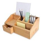 Thingles Bamboo Desk Organiser | Stationary Organiser, Pen Holder, Desk Storage | Pencil Holder for Desk, Office Desk Organiser, Stationery Organiser | Wooden Craft Desk Tray
