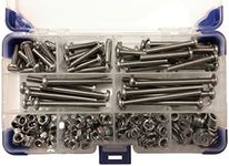 AHC K-10068 265 Piece M6 A2 Pan Slotted Machine Screws with Nuts and Washers, 6mm