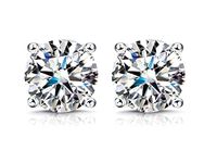 KRFY Moissanite Stud Earrings 1ct/2ct Brilliant Round Cut D Color VVS1 Created Diamond Earrings 18K White Gold Plated Hypoallergenic Sterling Silver Moissanite Stud Earrings with Silicone Back 4-8MM