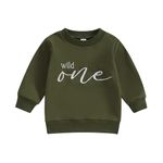 Baby Boys Girls Knitted Jumper Half First Birthday Outfit Cute Winter Sweater Pullover Top Infant Toddler Warm Clothes (Army Green, 12-18 Months)