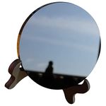 FOMIYES Black Obsidian Scrying Mirror Natural Obsidian Circle Disc with Stand Yoga Energy Fortune Telling Tools Meditation 12cm
