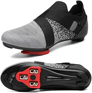 Unisex Cycling Shoes Compatible with Peloton Bike & SPD Indoor Road Riding Biking Bike Shoes with Delta Cleats Included for Men Women Grey M8.5