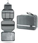 Maliton Toiletry Bag Men & Women, Large Hanging Toiletry Bag with 4 Compartments, Foldable Travel Toiletry Bag for Business Trip, Vacation, Waterproof Bathroom for Wash Bag & Shower Bag （Grey）