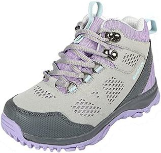 Northside Kids Benton Mid Waterproof Hiking Boot, Gray/Lilac, 1 Little Kid