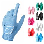 Wing Golf Gloves INCONTRO - 7Colours, Microfiber, Slim Fit, All Weather, Washable, Touch Screen Compatibility, and Water Resistent. Left Hand for Men/Women. (Soft Blue, Medium-Large (22))