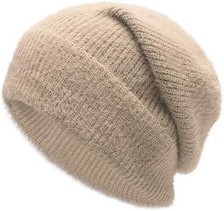 ZLYC Winter Slouchy Beanie Hat Warm Ribbed Knit Stretch Skull Cap for Women Men (Plain Beige)