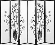 Legacy Decor 3, 4, 6, or 8 Panel Black Bamboo Print Oriental Shoji Screen/Room Divider (6 Panel)