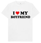 I Love My Boyfriend Kids Womens Mens T Shirt XL White