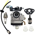 Ajnlx Carburetor Replace 4082 Compatible with Jiffy Ice Auger Jiffy 2 Cycle Engines Carb w/Gasket Fuel Filter Check Valve Fuel Line