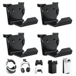 KUNSLUCK 4 Pack Controller Wall Mount for PS5, Xbox, Switch Controller, Wall Mount Stand for Controller&Headset, Adhesive/Screws Installation (Black)