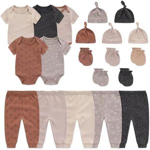 JELYLOVE Unisex Baby Boy Girl Bodysuits Sets 20 pack Cotton Casual New born Clothes Comfort Infant Outfit Baby Essentials, Style 04, 6-9months