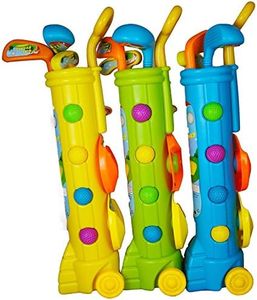 Unibos | Kids Golf Caddy Set | With Balls and Clubs | Kids Outdoor Game | Garden Toy | Junior Golf Caddy Set |Plastic Toy Cart Caddy | Family Beach Game | Multicolour