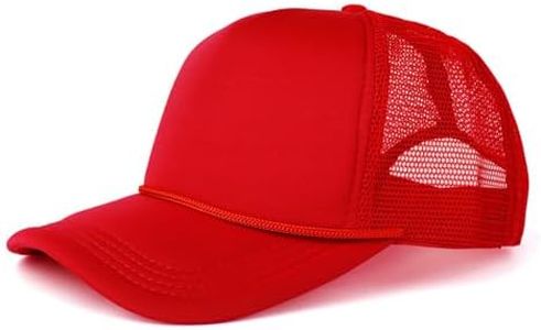 TOPTIE 5 Panel Trucker Hat Mesh Back Snapback Hat with Braid Adult-Red