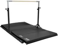 Z Athletic Flyaway Duo Adjustable Horizontal Bar and 4 Ft x 6 Ft Gymnastics Mat, Black