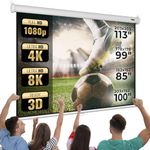 Jago® Projector Screen - Stand Optional, Manual Pulldown, Retractable, 16:9/4:3/1:1, HD 4K 3D, Choice of Size - Cinema Screen, Projection Screens