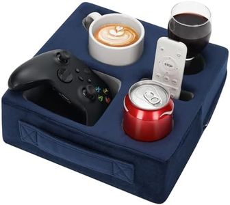 STBoo Couch Cup Holder Pillow - Sofa Drink Cup Holder Cozy Buddy | Bed Caddy Organizer Holds Remote, Snacks, Phones | Waterproof Anti-Spill Sofa Beverage Tray for Car, Pack, Beach, RV, Boat (Navy)