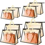 DAWNTREES Handbag Dust Organizer,Handbag Storage Bags,8 Pack Clear Handbag Organizer Dust Cover Bag，Purse Organizer for Closet, Zipper Hanging Storage Bag for Handbags (Beige 8)