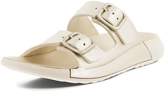 Ecco Women's Cozmo Buckle Slide Sandal, Pure White Gold, EU 40/US 9-9.5