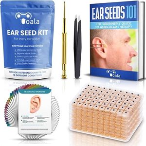 Ooala Multi-Condition Ear Seeds Acupuncture Kit | Includes 1200 Ear Seeds, 18 Placement Charts, Acupressure Probe, Tweezers, and a Beginners Guide