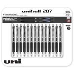 Uniball Signo 207 Rollerball Gel Pen 14 Pack, 14x 0.7mm Medium Black Pens + Bonus 2x 207+ Blue Pens, Gel Ink Pens