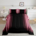 Feelyou Abstract Ombre Comforter Set Kids Teens Pink Black Bedding Set Room Decor 3Pcs Full Size,Reversible Black Boys