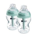 Tommee Tippee Advanced Anti-Colic Baby Bottle, 9oz, 0 Months+, Slow Flow Breast-Like Nipple for a Natural Latch, Vented Anti-Colic Wand, Self-Sterilizing, 2 Pack