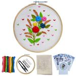 Embroiderymaterial Beginners Kit Hand Embroidery Tutorial Diy Kit With 6 Different Types of Embroidery Stitches 7 Items (Multicolor).