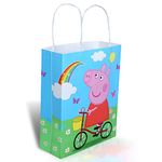 Prakruthi Pulp Art Gift Paper Bag Peppa Pig Theme For Kids Birthday Party, Baby Shower Presents, Return Gifts - 8"X10"X3" (Wxhxg) - Multicolor, Pack Of 10