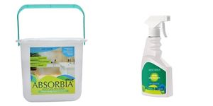 Absorbia Moisture Absorber Ultimate Bucket 2000 gms for Large Space(Absobs upto 4L) and Odour Neutralizer & Air Freshener Fabric + spaces Refresher,Disinfect and Deodorize Fabric,bathrooms,500ml