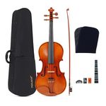 PERLMAN Classic Full Size 4/4 Violin With Brazil Wood Bow, Rosin, Hard Case, Fingerboard Sticker, Violin Mute (PM 70)