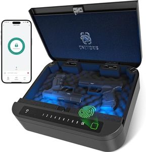 Biometric Gun Safe for Handgun, ≤0.1s Quick Access Pistol Safe 4-Ways Unlock APP/Fingerprint/Numeric Code/Key with Security Cable, Handgun Safe for Nightstand, Home, Bedside, Car - Aluminum Alloy