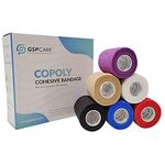 GSPCARE Self Adherent Bandage Wrap 6 Roll, 7.5cm X 4.5m Non-Woven Cohesive Bandage Wrap Pet Vet Wrap Bandage Tape, Strong Elastic Kinselogy Tape for Sports Protection(Multicoloured)