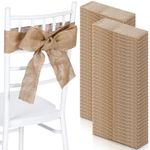 SmoothNovelty 24 Pcs Burlap Chair Sashes for Wedding 3.9 x 94.5 Inches Natural Jute Bow Ribbon Ties for Wedding Party Reception Birthday Anniversary Banquet Decorations Supplies