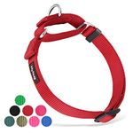 Strong Nylon Non - Escape Martingale Dog Collar for Large Breeds Boy and Girl Dogs - Walking Training Daily Use. (Large, Red)